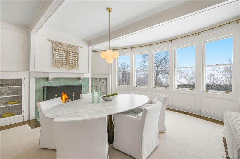 dining room with fireplace