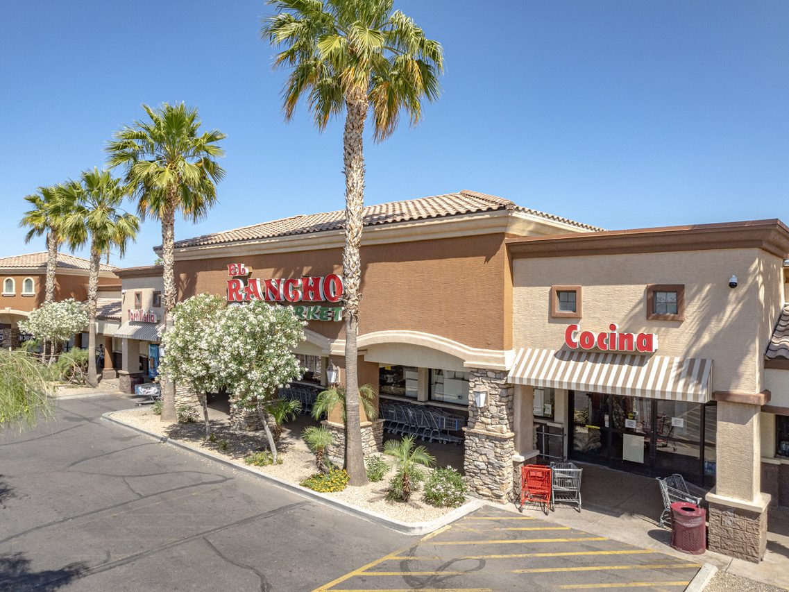 Exterior shot of El Monte Shopping Plaza in Phoenix.